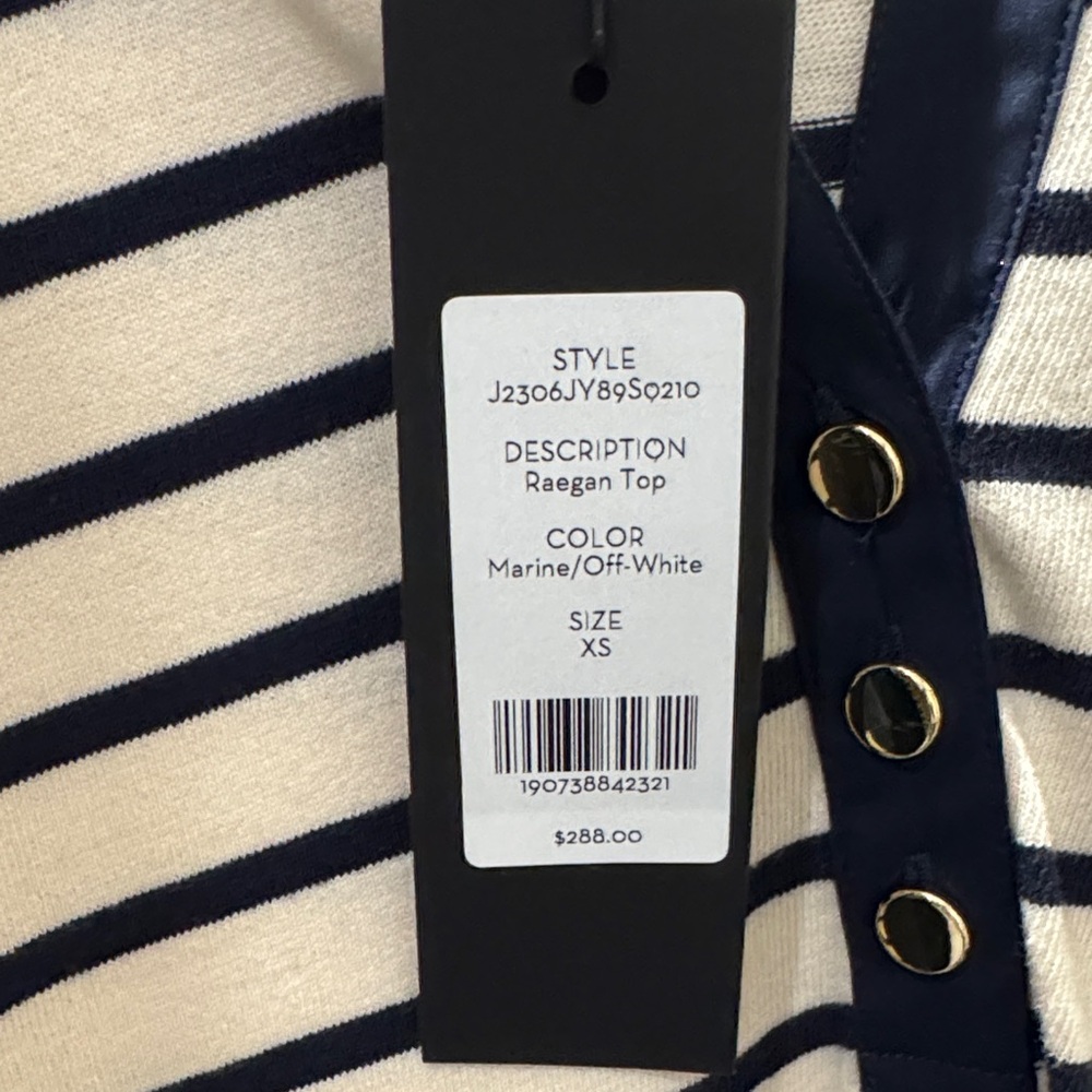 Veronica Beard Raegan Short Puff Sleeve Striped Top NWT - Picture 6 of 7